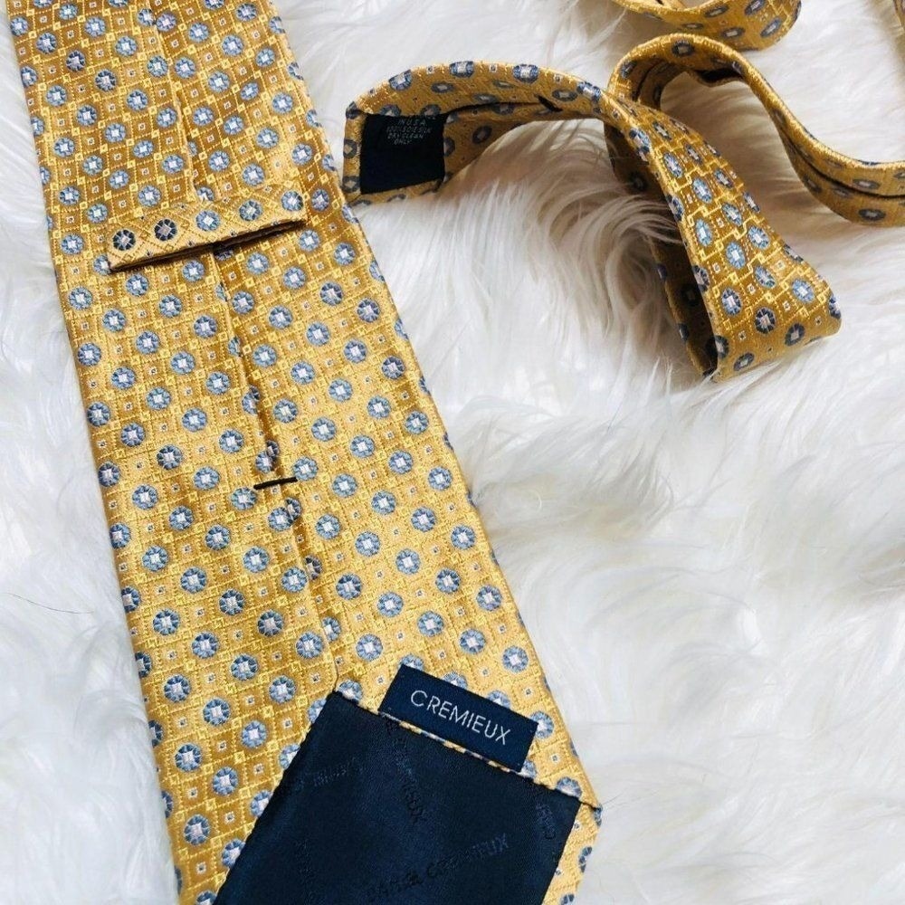 Cremieux Gold‎ and Blue Mens Tie - Picture 3 of 3